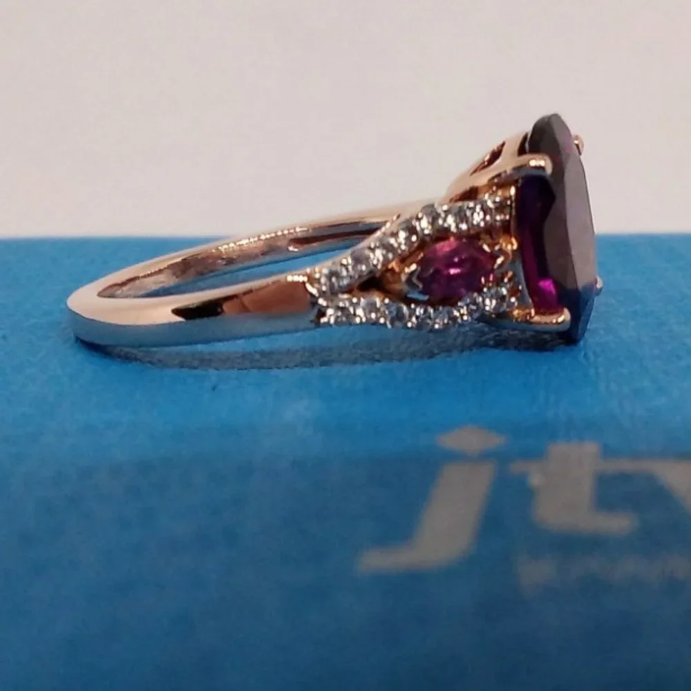 genuine grape garnets & pink sapphires, solid 10k rose gold, size 5.5 - Picture 4 of 12